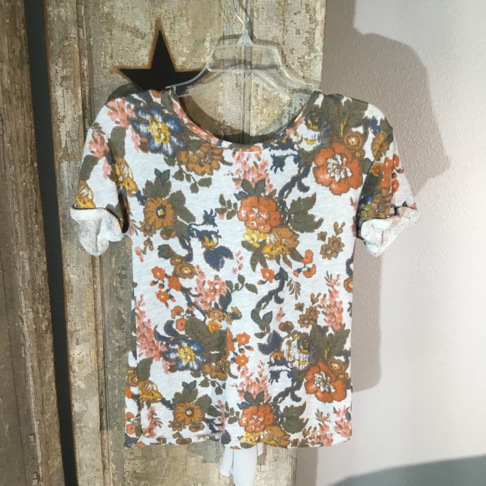 Floral sweater blouse with great back detail